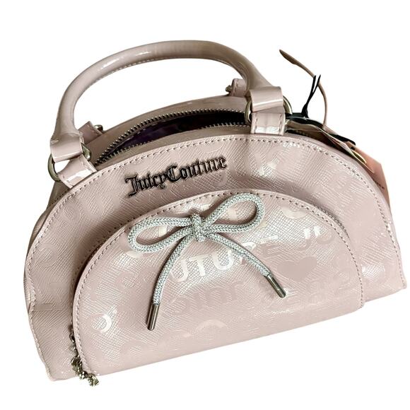 JUICY COUTURE PINK Convertible SATCHEL BOWLER XBODY Rhinestone Silver BOWS Y2K - Picture 15 of 16